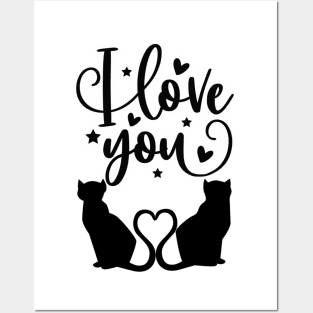 Romantic Cats Silhouettes Posters and Art